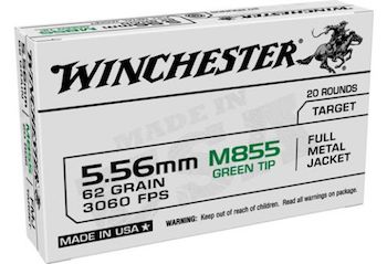 winchester 5.56 m855 green tip in stock ammo